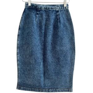 ZENA Vintage 80s Denim Pencil Skirt S Acid Wash High Waist y2k Punk Rock Grunge